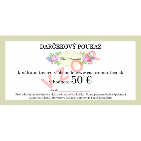 Obrázok pre Darčekový poukaz na 50 eur