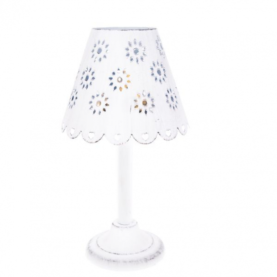 Obrázok pre Kovová lampička na čajovú sviečku biela 16 cm