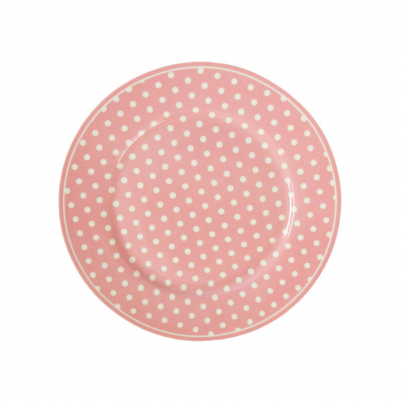 Obrázok pre Porcelánový tanier ružový s bodkami