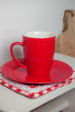 Obrázok pre Porcelánový dezertný tanier červený 19 cm